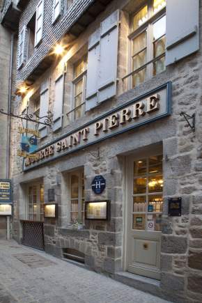 front of Auberge Saint-Pierre in Mont-Saint Michel